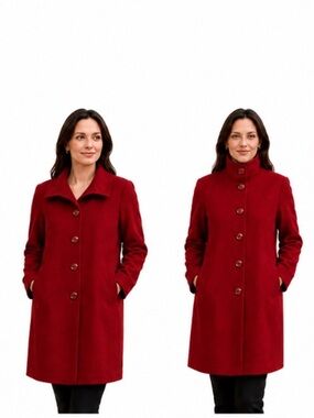 Sofia Cashmere Red Wool Cashmere Car Coat Size 10 Like New!